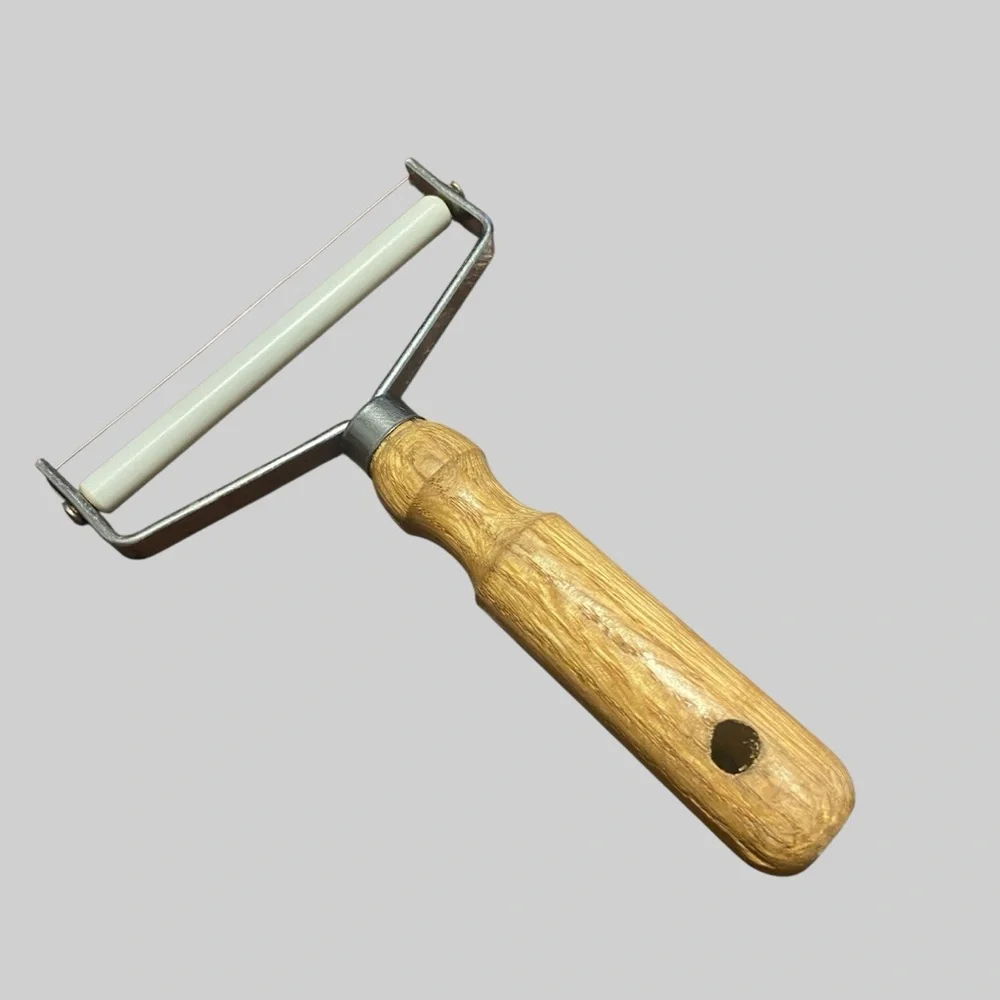 Vintage Cheese Slicer with Wooden Handle, Retro Kitchen Gadget
